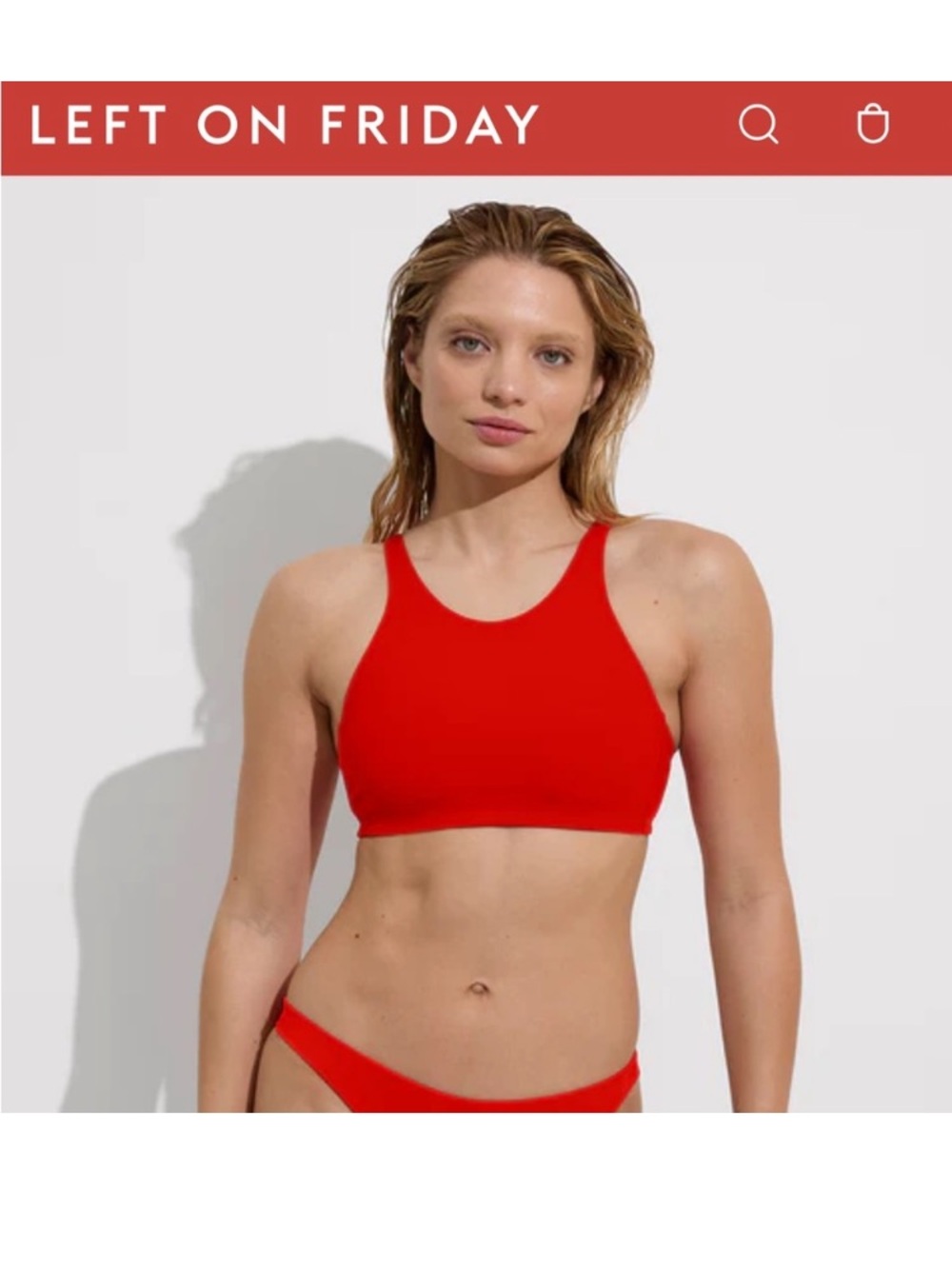 Left On Friday Red High-Neck Bikini Set Top